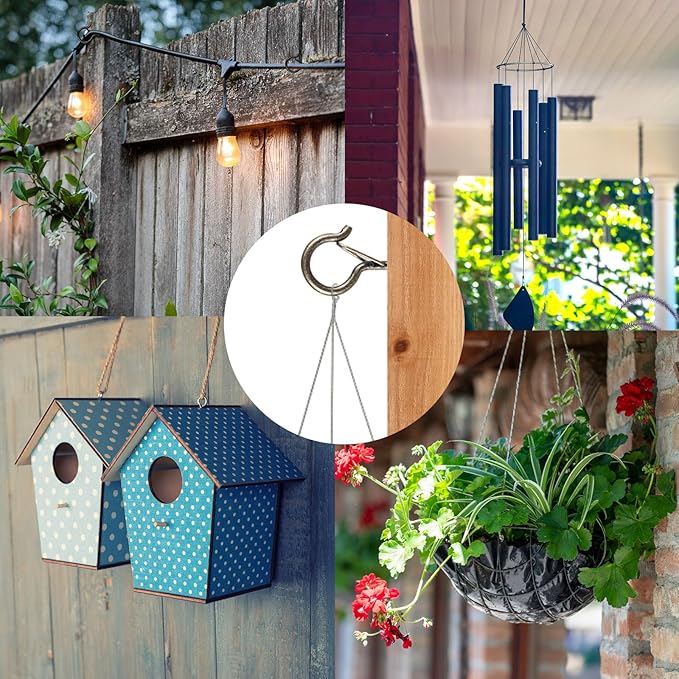 FSAH 96 PCS Q-Hanger Hooks, Screw Hooks for Outdoor String Lights, Safety Buckle Design Cup Eye Hook for Hanging Christmas Lights, Plants, Mounted on Wall Ceiling, Include 1 Wing Nut Driver, Copper