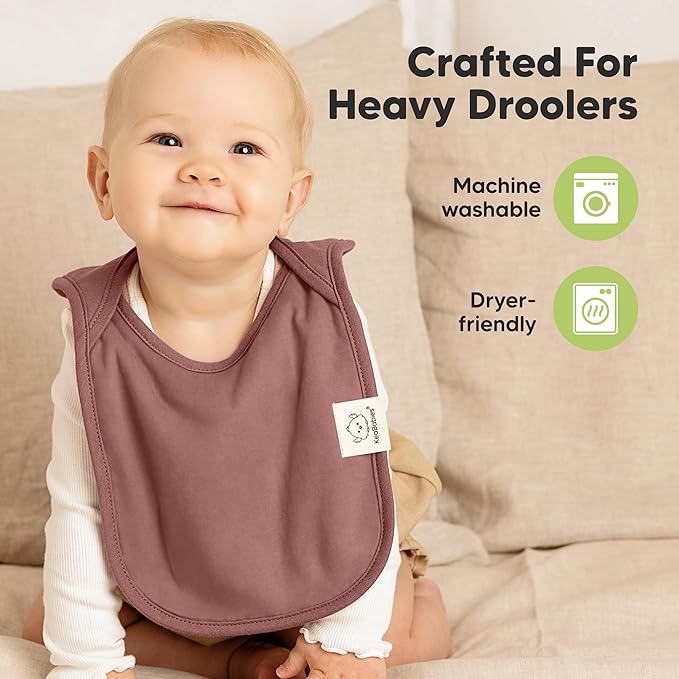 KeaBabies 8-Pack Baby Bibs for Boys, Girls - Pullover Bibs for Drooling Teething Baby Girl & Boy Toddler, Newborn, Soft & Absorbent, Cute Colors, Large Torso Coverage Keep Infant Clean & Dry (Mauve)