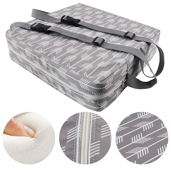 Dining Chair Heightening Cushion Portable Dismountable Adjustable Highchair Booster for Baby Toddler Kids Infant Washable Thick Chair Seat Pad Mat (Grey Arrow)