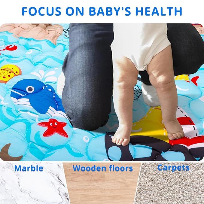 Ocean Baby Gyms Playmats for Playpen Playyards, 50"×50" Thicken Soft Padding Play Mat Babies Toddlers Infants Baby Crawling Mat