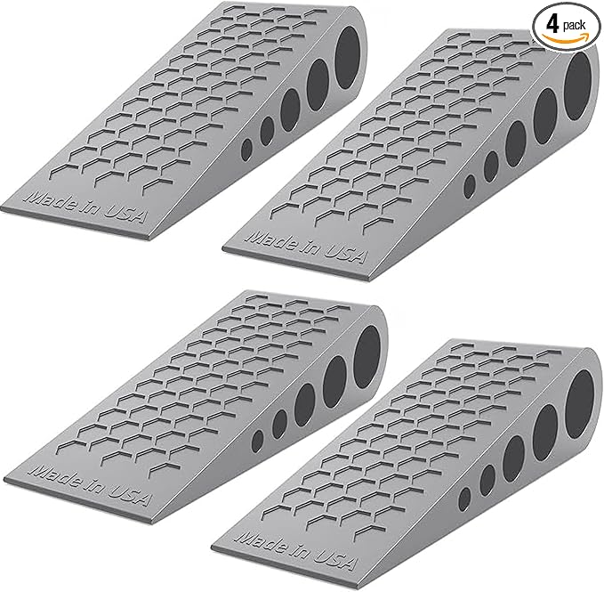 Door Stoppers for Bottom of Door Premium Floor Rubber Door Stop Wedge Made in USA Heavy Duty Honeycomb Design for Carpet, Tile, Ideal for Home, School, Commercial,Gray 4 Pack
