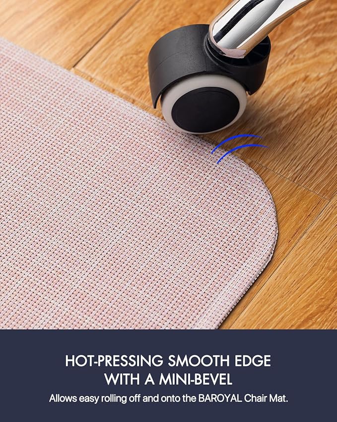 BARoyal Office Chair Mat for Hardwood Floor Under Desk Computer Rolling Chair Mat for Wood/Tile Floor Non-Slip Heavy Duty Desk Rug PVC Plastic Hard Floor Protector 30" x 48"(Blush)