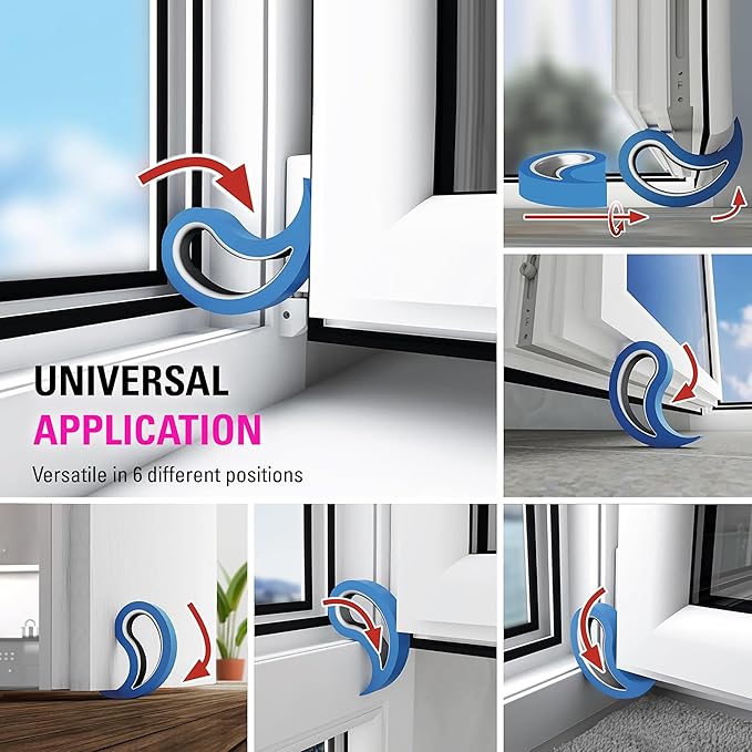 Stoppy Door and Window Stopper, Multi-Functional Wedge, Convenient Door Hook, Window Clamp, Keep Doors and Windows Open with Ease, Home and Office Accessory, (Orange, 2 Pack)