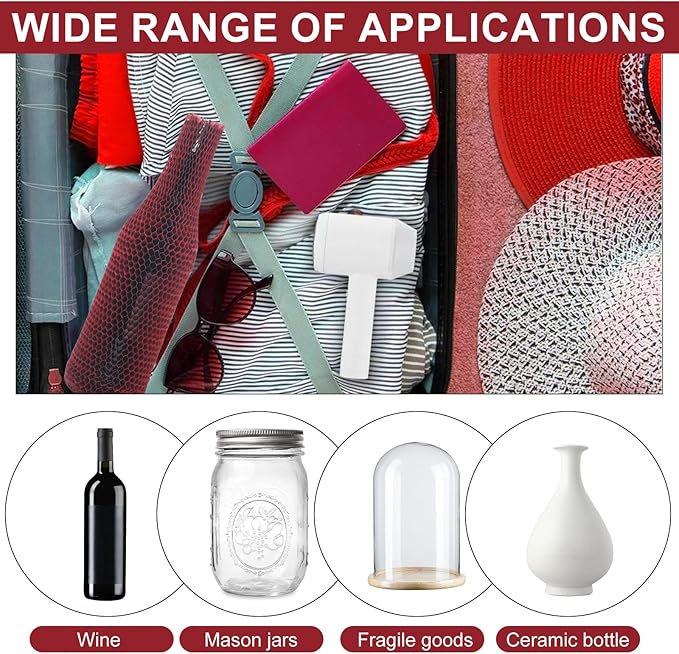 aromeili 16 Set Wine Bags for Travel Honeycomb Paper, Reusable Wine Bottle Protector Sleeves, Unbreakable Wine Travel Bags for Airplane Travel Transport Car Proof Safety Impact Resist Red