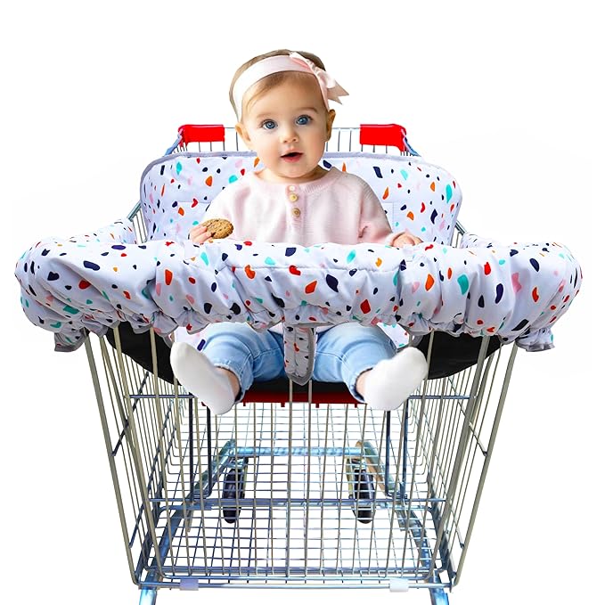 2-in-1 Shopping Cart and High Chair Cover-Grocery Cart Cover for Babies Toddlers Infants Resturant Highchair Cover-Padded Folds to Portable Pouch for Baby Boy Girl (Art)