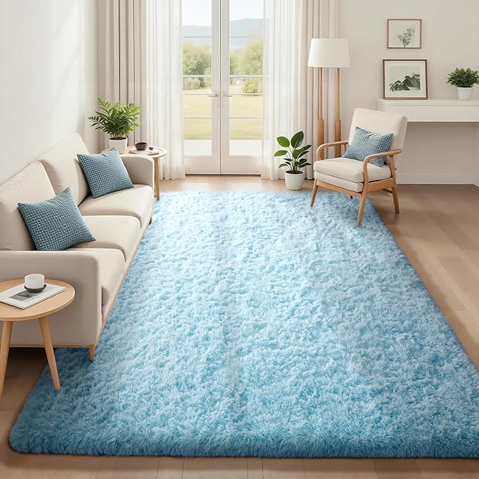 Ophanie Area Rugs for Bedroom Living Room,Color Light Blue,Size 5' x 8',Shape Rectangular