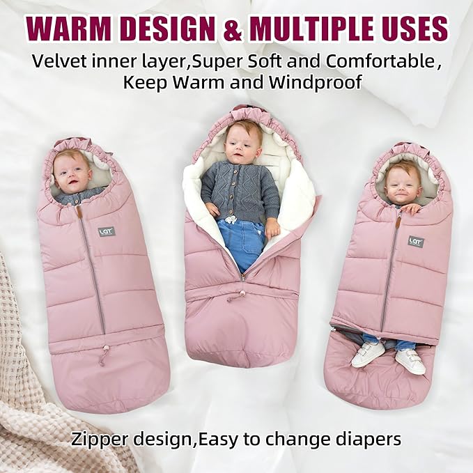 LAT Baby Warm Bunting Bag Universal,Extended and Removable,Stroller Sleeping Bag Cold Weather,Waterproof Toddler Footmuff