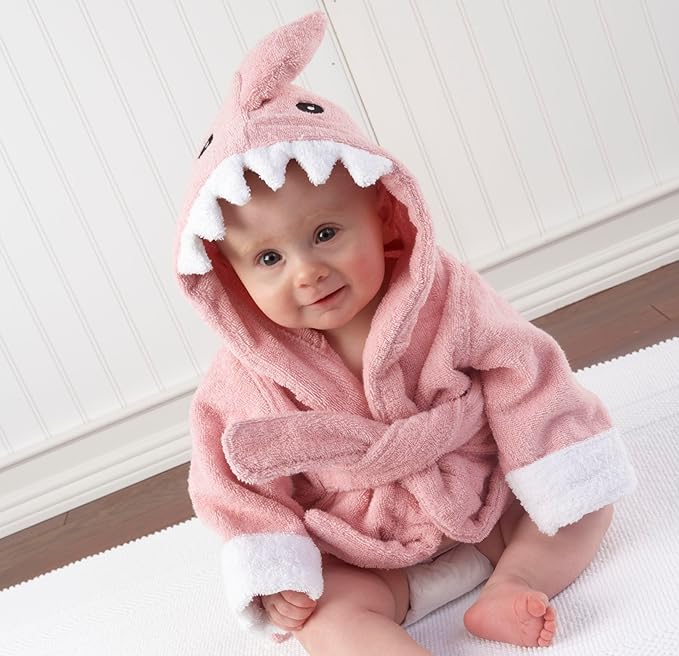Baby Aspen Baby Shark Hooded Towel/Newborn Spa Bath Robe, Baby Beach Towel | Baby Bath Towel