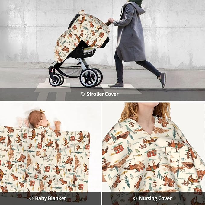 Western Baby Car Seat Canopy Cover Multi Use Nursing Cover for Mom Nursing Covers Newborn Western Shower Gift