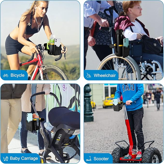 Accmor Stroller Cup Holder with Phone Holder, Universal Cup Holder, 2-in-1 Cup Phone Holder for Stroller, Bike, Walker, Wheelchair