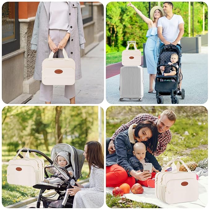 PIIOSER Breastmilk Cooler Travel Bag with Ice Pack, Compatible with Wearable Breast Pumps & Accessories - Breastfeeding On The Go for Nursing & Working Moms, Cream