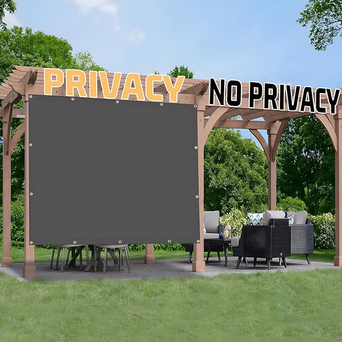 SUNNY GUARD Shade Cloth Custom Size 15x24 FT Sun Shade Screen Fabric Shade Cover Tarp with Grommets for Pergola Backyard Garden, Dark Grey(We Customized)
