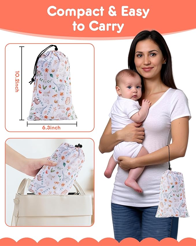High Chair Cover Portable with 3-Point Harness, Waterproof Baby Seat Cover for Restaurant Travel Home Use, Machine Washable, Fits Wooden Chairs (Yellow Animal)