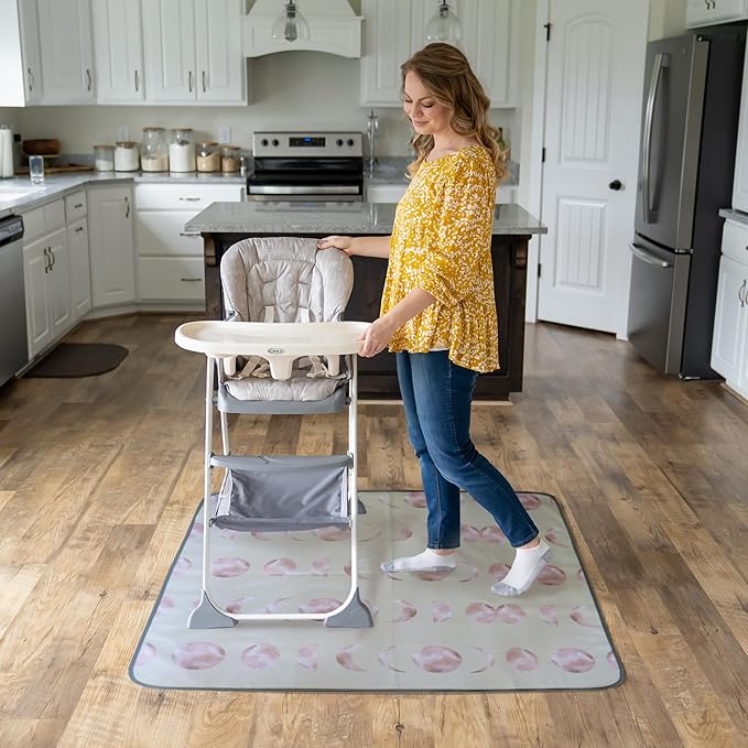 BABYBOET Splat Mat for Baby – Under High Chair Floor Mat Protects Wood, Vinyl and Carpet from Spills – Waterproof Triple Layer Baby Mat with Anti-Skid Backing Deters Bunching and Sliding (51” x 51")