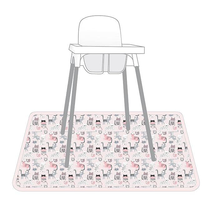BapronBaby Kitty Splash Mat - Waterproof Catch-All for Under High Chairs, Floors, Tables, Playtime or Arts & Crafts - Machine Washable - 45" x 45”