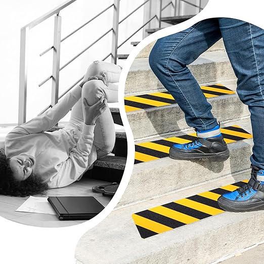 15 Pack Grip Tape for Stairs, 30 x 5.9 in Black and Yellow Anti Slip Tape High Traction Friction Abrasive Non Skid Safety Tapes for Steps Outdoor Waterproof