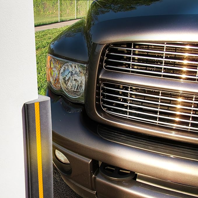 urbanhouse Ultra High-Density Heavy Duty Corner Guard with Reflective Tape Edge Protector & Bumper for Parking Garages, Workshops and Warehouses - Dark Grey, 24 Inches - 1 Each