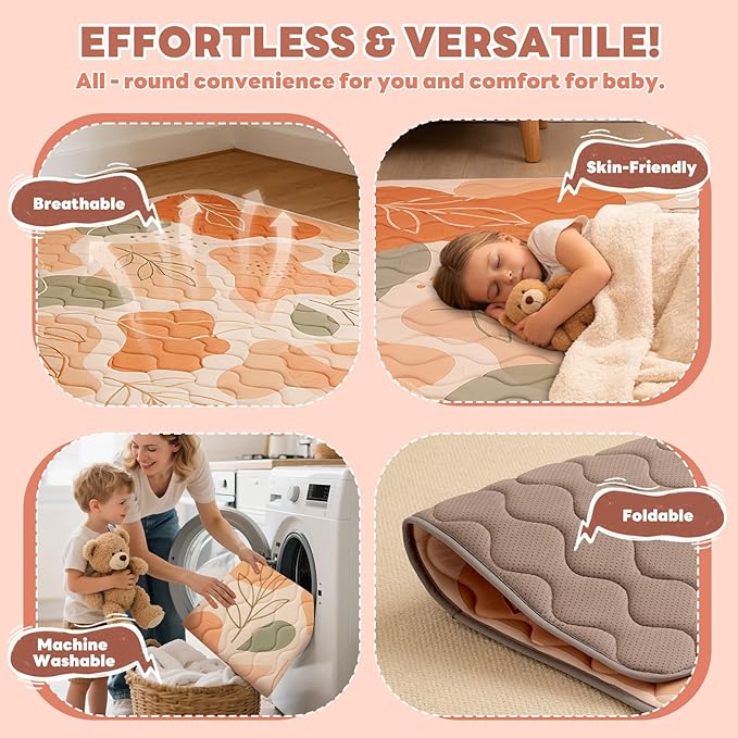 Baby Play Mat for Floor, 50'' x 50'' Thicken Foam Soft Padded for Baby, Playpen Mat for Toddlers Infant Kids, Machine Washable, Non-Slip Bottom Safe for Crawling (Stone)