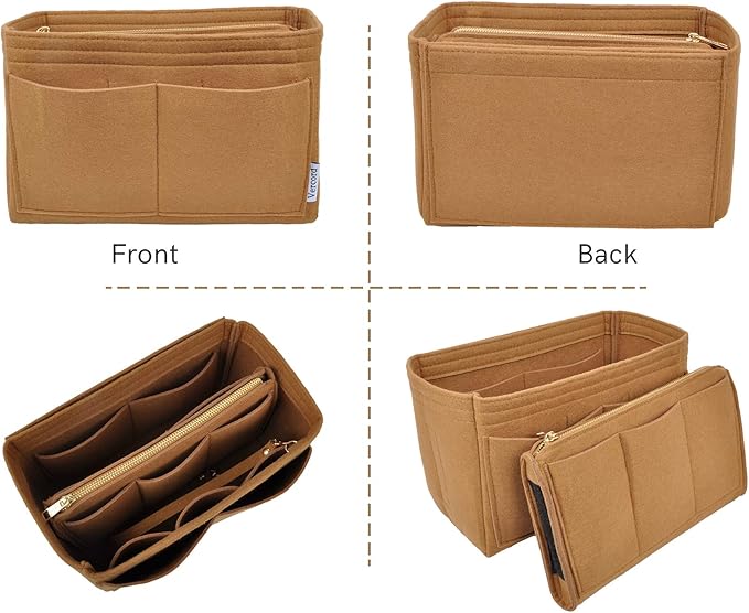 Vercord Felt Organizer Insert For Purse Handbag Tote Bag In Bag Inside Shaper Divider Neo Coffee Medium