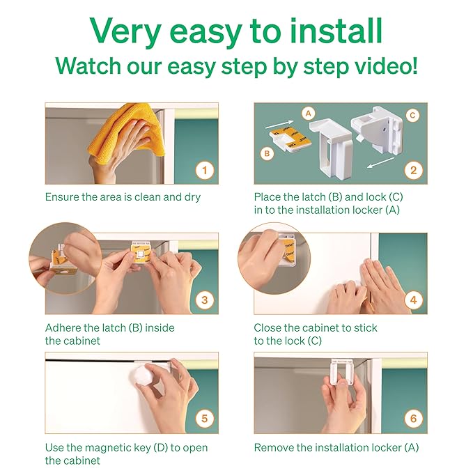 Easy Installation Magnetic Child Safety Cabinet Locks by LoveNoobs™, 20 Locks + 4 Keys, Keep Your Little Ones Safe with Easy-to-Install, Secure Baby Proofing for Cabinets and Drawers