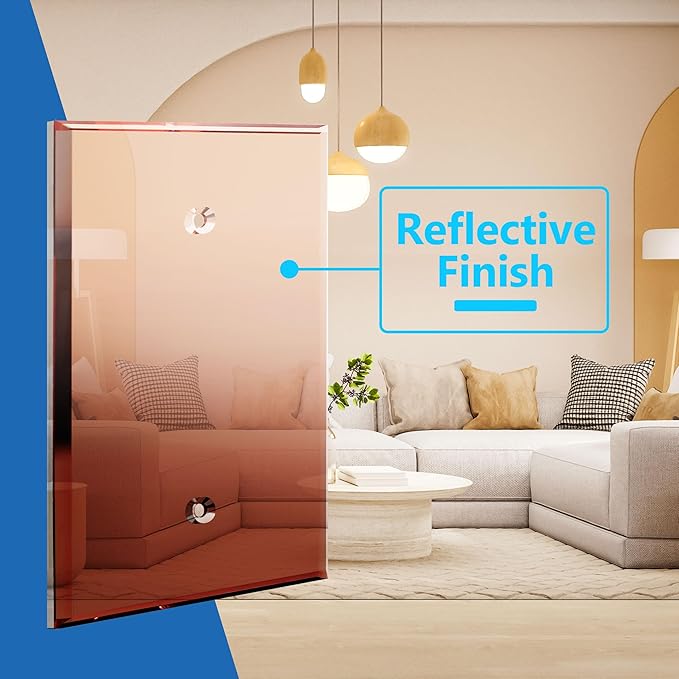 LIDER Impact Resistant MirroredAcrylic Glass Reflective Finish Modern Decoration 1-Gang Over sized Plexiglas Cover Acrylic Blank Glass, 5.25" x 3.44", Rose Gold, 5 Pack