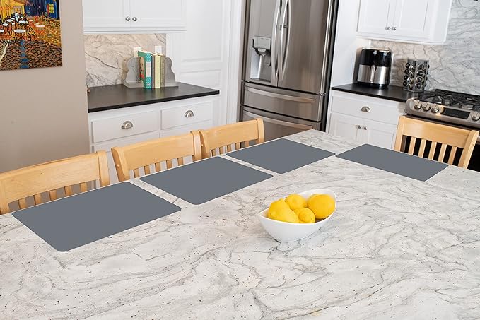 GASARÉ, Placemats Set of 4, Silicone Placemats, Table Mats, Non-Slip, Easy to Clean, Heat Resistant, Flexible, 20% Thicker, 16 x 12 inches x 1.1mm, Gray
