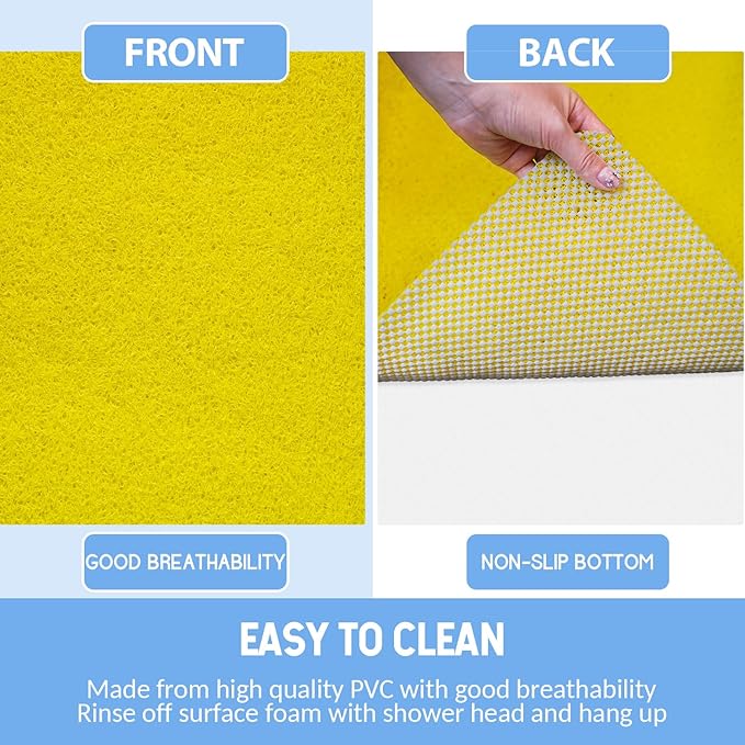 Hargiis Non-Slip Bathtub Mat, Anti Slip Shower Mat, Fast Drying Bathtub Mats, Foot Scrubber Mat, Anti Slip Mat for Tub, Floor, Bathroom, Kitchen, Home, Hotel (Yellow 32"×17")