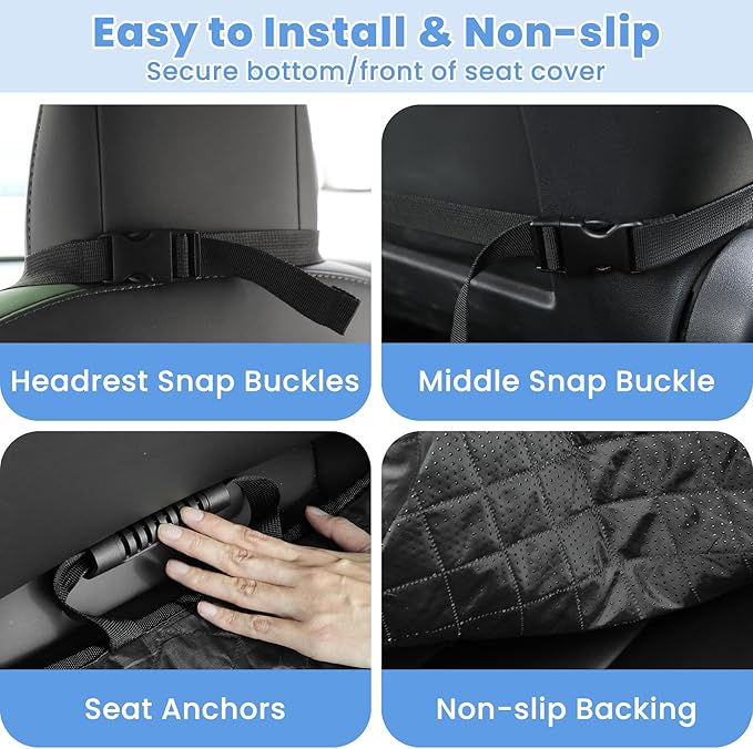 ELONGRIVER Dog Car Seat Covers, Waterproof Front Seat Cover for Dogs, Scratch-Proof, Nonslip Pet Passenger Seat Cover Protector, Universal Fit for Cars Trucks SUVs, Standard Size, Beige