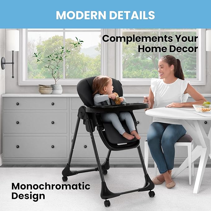 Little Folks by Delta Children 2-in-1 SlimFold High Chair for Babies and Toddlers, Black