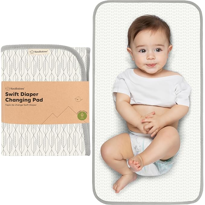 KeaBabies Portable Diaper Changing Pad, Easy Wipe Clean - Foldable Waterproof Baby Changing Mat for Diaper Bag, Compact, Lightweight, 25x13 Newborn, Infant, Baby Changer Travel Essential (Prism)