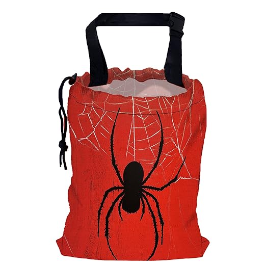 Spiders on Web Car Trash Bag,Hanging Drawstring Car Garbage Bag,Canvas Car Back Seat Organizer with Adjustable Buckle for Men and Women