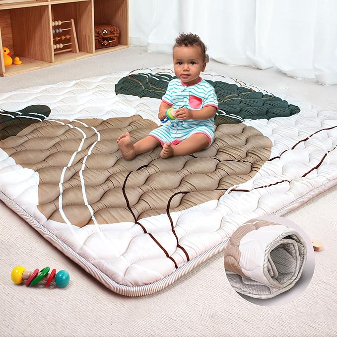 Beavtaens Baby Play Mat, 50x50 Playpen Mat, Thick Soft Foam Playmats for Baby, Foldable and Washable Baby Crawling Mat for Floor(Scandinavia)