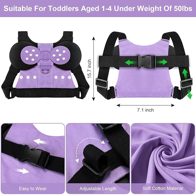Accmor Toddler Harness Leashes + Anti Lost Wrist Link, Cute Child Safty Harness Leash Belt for Kids, Baby Anti Lost Leash Walking Harness Wristband Adjustable Assistant Strap for Girls/Boys to Travel