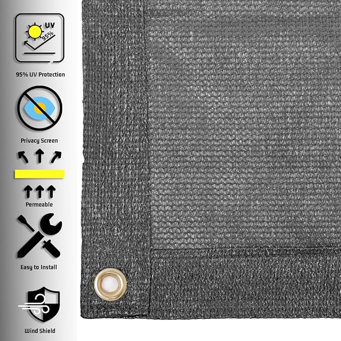 SUNNY GUARD Shade Cloth Custom Size 3x8 FT Sun Shade Screen Fabric Shade Cover Tarp with Grommets for Pergola Backyard Garden, Dark Grey(We Customized)