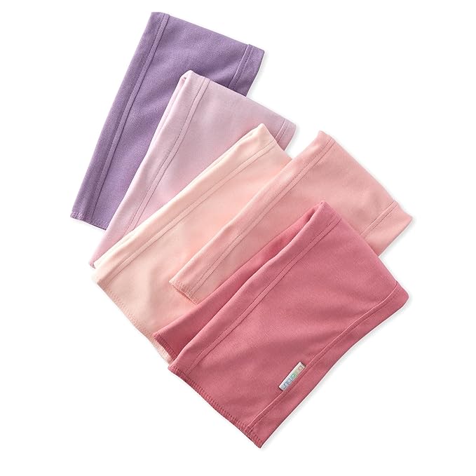Butterblu Bailey 5-Pack Burp Cloths 100% Organic Cotton Knit for Newborn & Baby Boys & Girls, Pink, One Size