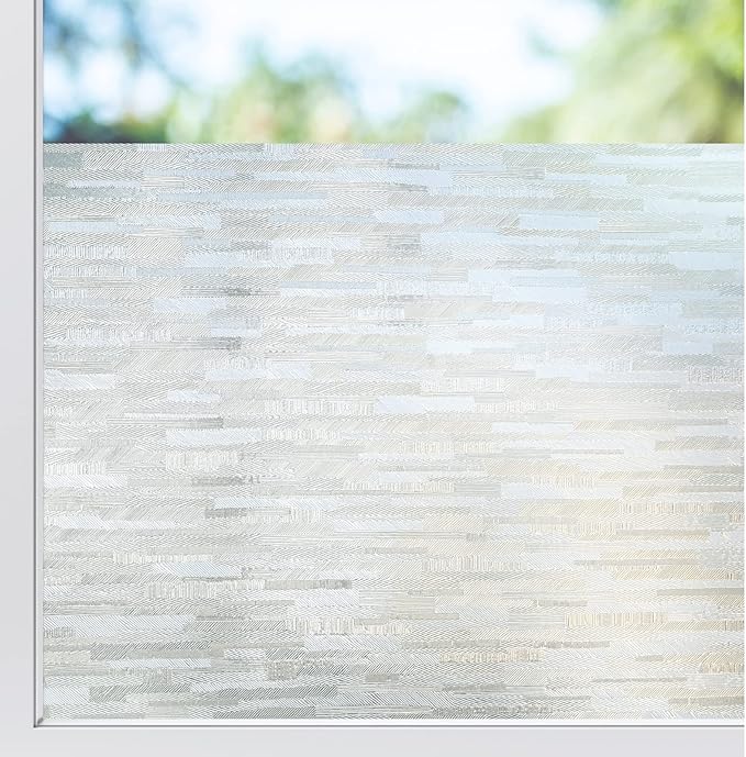 rabbitgoo Window Privacy Film, No Glue Frosted Glass Film, Static Cling UV Blocking Non Adhesive Reusable Heat Control Window Vinyl Clings for Home, Office, Frosted Silk, 29.5 x 157.4 Inches
