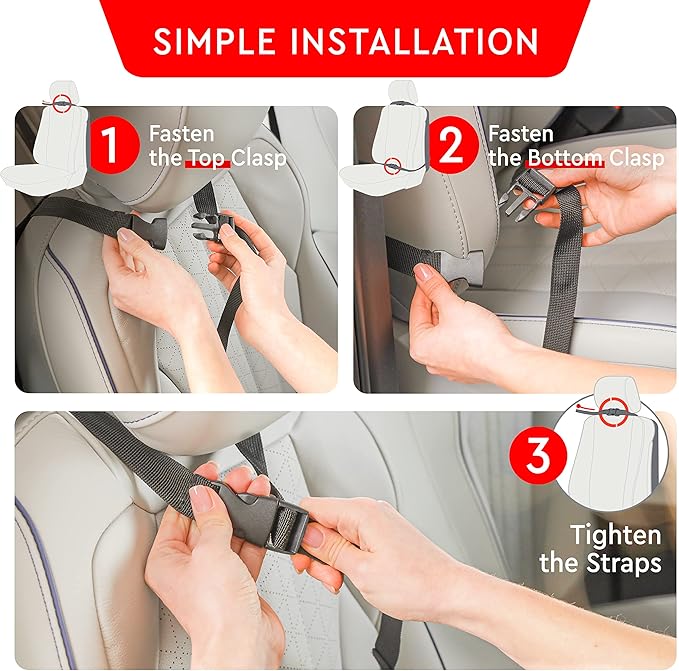 Helteko Back Seat Protector for Car, 2 Pack Premium Kick Mats for Kids, Extra Large Car Seat Cover for Backseat with Mesh Pockets, Waterproof Dirt & Mud Protection, Gray
