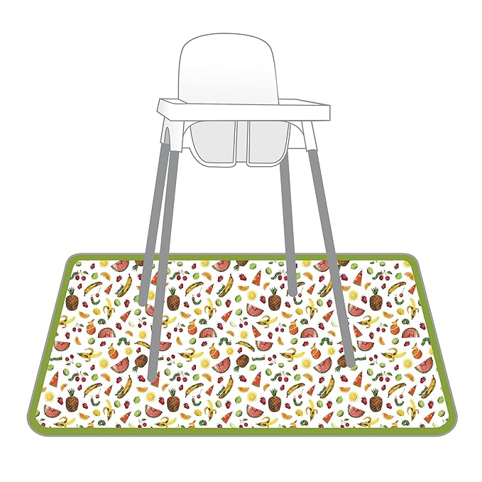 BapronBaby Eric Carle Tropical Fruit Splash Mat - Waterproof Catch-All for Under High Chairs, Floors, Tables, Playtime or Arts & Crafts - Machine Washable - 45" x 45”