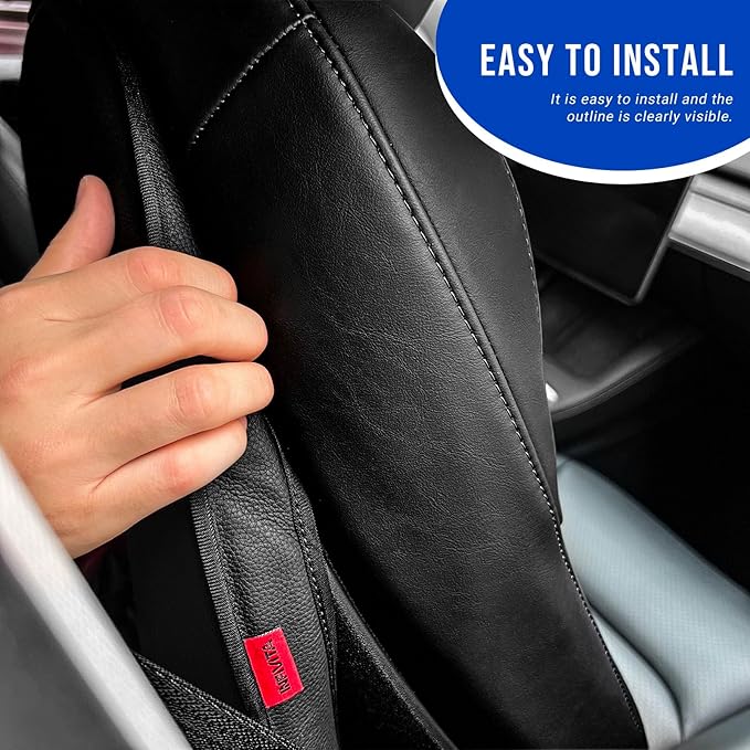 INFIVITA Automotive Seat Back Protector for Tesla Model 3/Y (2017-2025) - Waterproof Leather Kick Mat with Storage Pocket