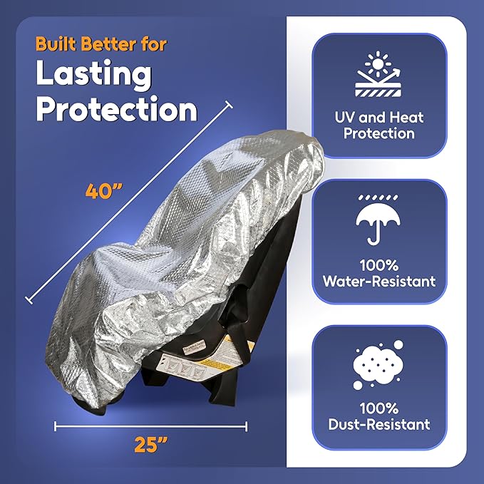 Mommy’s Helper Car Seat Sun Shade Cover – Heat Reflective Car Seat Sun Protector for Baby & Toddler – Universal Fit Carseat Cover for Summer – Blocks Sun & UV to Help Reduce Heat Buildup