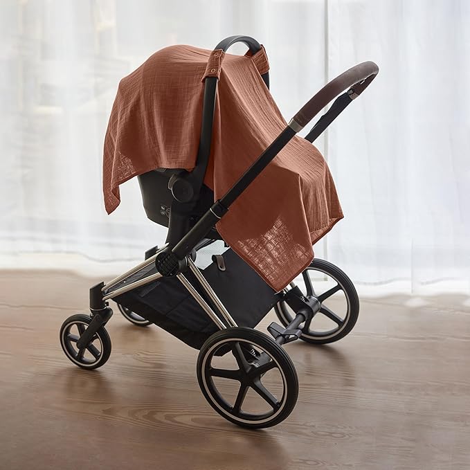 Car Seat Cover Baby - Organic Muslin Cotton - Carseat Canopy - 43" x 32" (Cedar)