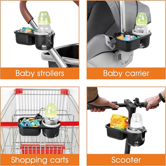 LUFFCABO Universal Snack Tray for Stroller with Stroller Cup Holder, Universal Stroller Snack Tray with Cup Holder, Stroller Tray Attachment and Stroller Accessories