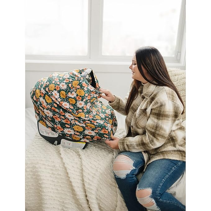 Konssy Baby Car Seat Covers- Multi-use Carseat Canopy for Babies, Stretchy Infant Carseat Cover Boy, Shower Gifts for Unisex Boys and Girls