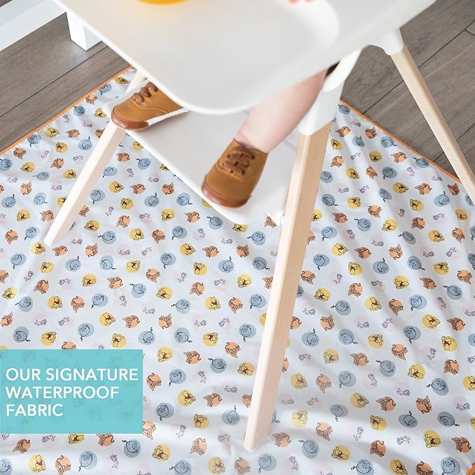 Bumkins Disney Baby Splat Mat for Under High Chair, Babies Toddlers Eating Mess Mat, Waterproof Reusable Cloth for Arts and Crafts, Playtime Mat for Kids, Floor or Table 42inx42in, Winnie The Pooh