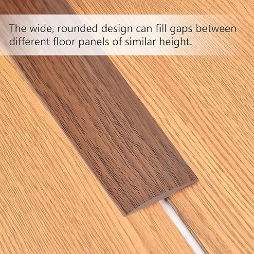 Vinyl Floor Transition Strip, Self Adhesive Floor Cover Strips PVC Laminate Threshold Strip Bar Flat Divider Strip for Joining Floor Gaps, Doorways Threshold, Carpet, 2" Wide (Brown Wood Grain, 20Ft)
