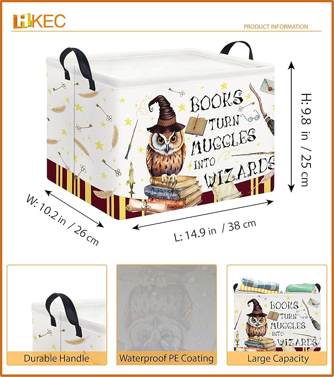 HKEC Rectangle Storage Basket with Handles,Collapsible Storage Bin,Books Box,Gift Basket(Magic)