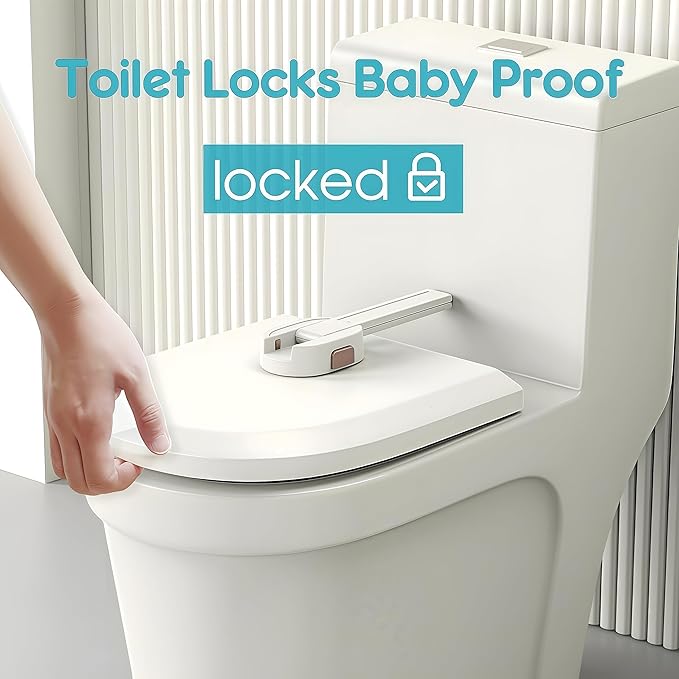 Toilet Locks Baby Proof - Premium Baby Proof Toilet Seat Lock with Double Button Design, Durable ABS Material, Easy Installation Toilet Lock for Toddlers - Ultimate Toilet Baby Proofing Solution