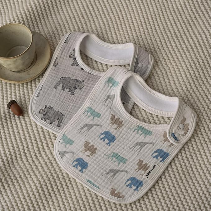 Muslin Bibs for Baby Boys Girls,Organic Muslin Baby Bib for Drooling and Teething,Soft Bandana Drool Bibs 5 Pack
