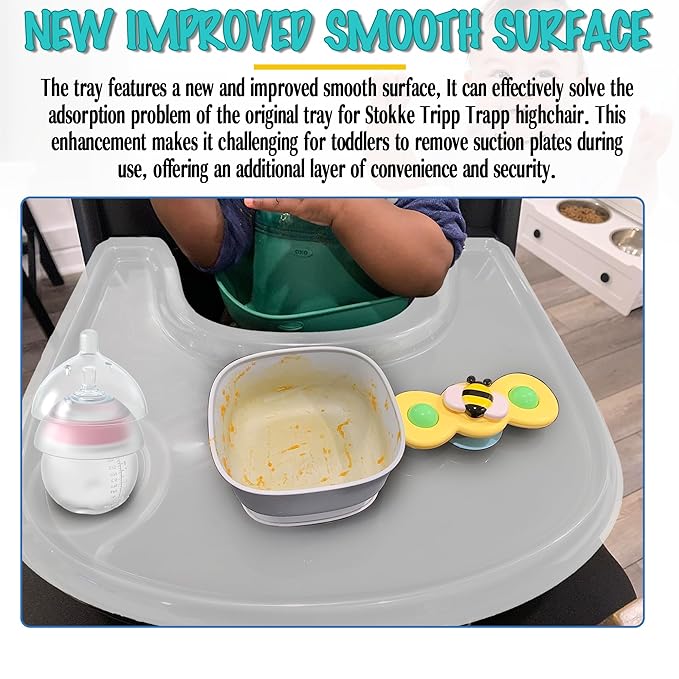 High Chair Tray Cover Compatible with Stokke Tripp Trapp Chair with Cup Holder - Smooth Surface and Strong Suction - Made with Food-Safe Plastic (BPA BPS BPF Lead Phthalate Free) - Clear