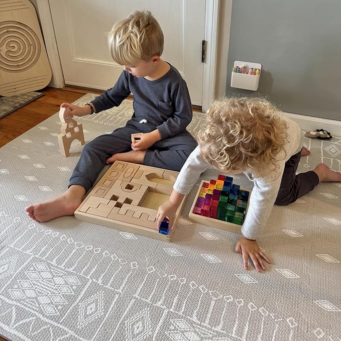 Premium Soft Foam Play Mat for Baby, 5.6 x 4 ft, Easy to Clean - The Perfect Modern Foam Playmat Fits Nicely with Your Kids Playroom Or Home Decor 0.5" Thickness (Ash Starlight)